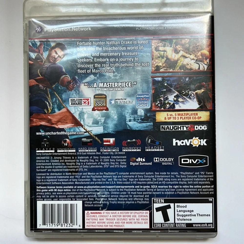 PS3 Uncharted Drake’s Fortune and Uncharted 2 Among Thieves